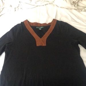 Lauren RL dress,black with brown suede at neck. XL
